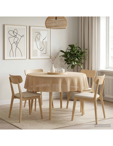 Tovaglia da Tavolo 5 pz Rotondo Beige Ø 160 cm