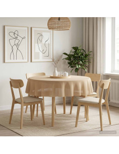 Tovaglia da Tavolo 5 pz Rotondo Beige Ø 180 cm 2