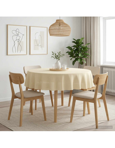 Tovaglia da Tavolo 5 pz Rotondo Bianco Crema Ø 160 cm