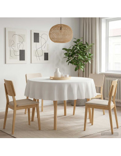 Tovaglia da Tavolo 5 pz Rotondo Bianco Ø 160 cm Poliestere