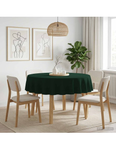 Tovaglia da Tavolo 5 pz Rotondo Verde Scuro Ø 160 cm Poliestere
