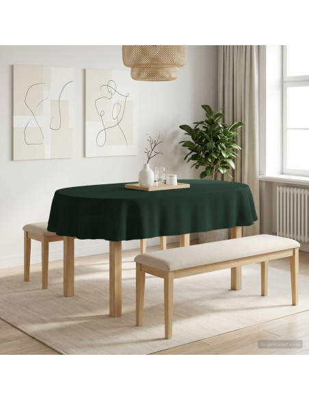 Tovaglia da Tavolo 5 pz Verde Scuro 130 x 220 cm Poliestere
