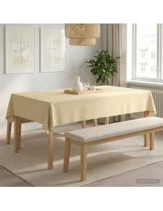 Tovaglia da Tavolo Bianco Crema 140 x 200 cm Poliestere