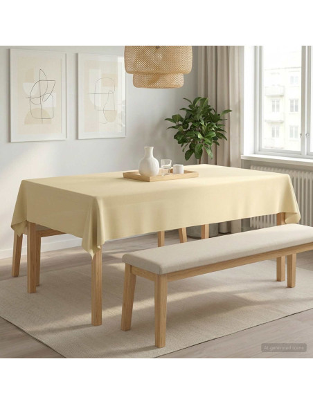 Tovaglia da Tavolo Bianco Crema 140 x 200 cm Poliestere