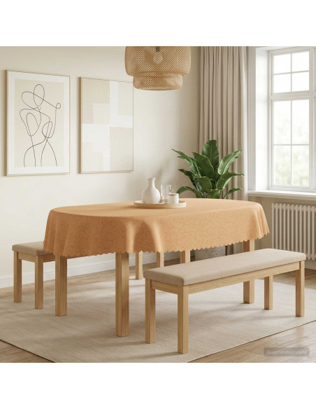 Tovaglia da Tavolo Ovale Beige 130 x 220 cm