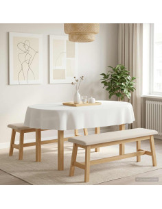 Tovaglia da Tavolo Ovale Bianco 130 x 220 cm Poliestere