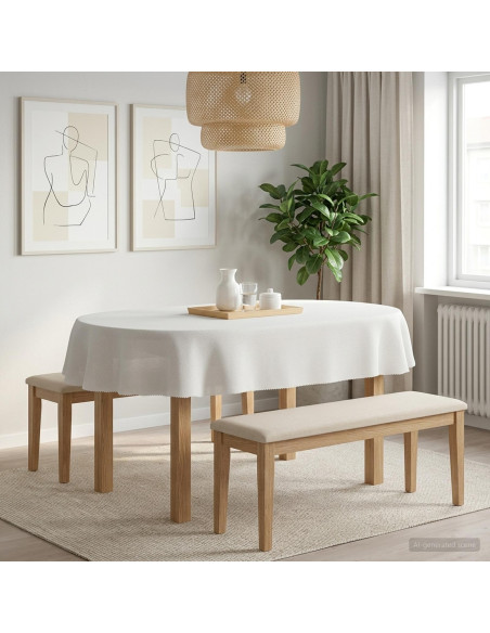 Tovaglia da Tavolo Ovale Bianco 160 x 220 cm