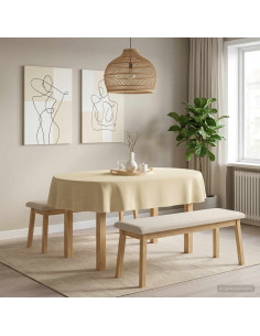 Tovaglia da Tavolo Ovale Bianco Crema 130 x 180 cm