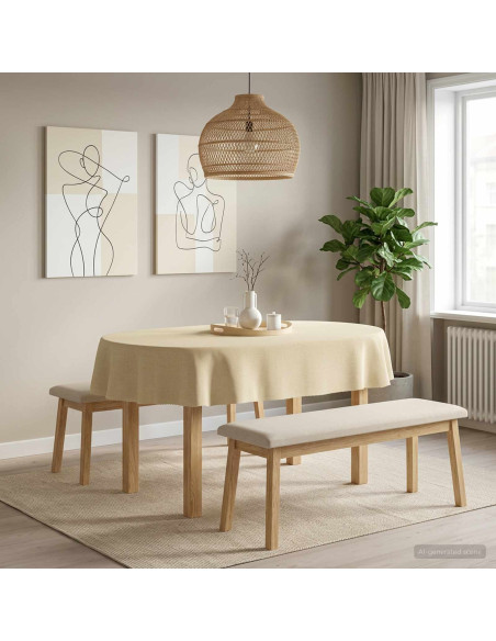 Tovaglia da Tavolo Ovale Bianco Crema 160 x 220 cm