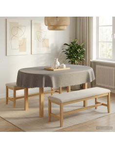 Tovaglia da Tavolo Ovale Grigio Chiaro 130 x 220 cm