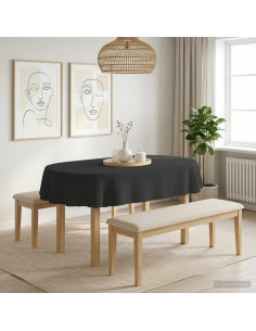 Tovaglia da Tavolo Ovale Grigio Scuro 130 x 220 cm Poliestere