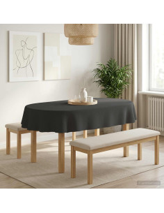Tovaglia da Tavolo Ovale Grigio Scuro 160 x 220 cm
