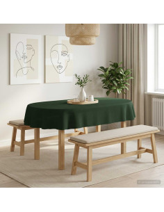 Tovaglia da Tavolo Ovale Verde Scuro 160 x 220 cm 2