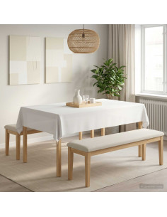 Tovaglia da Tavolo Rettangolare Bianco 140 x 200 cm Poliestere