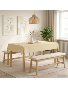 Tovaglia da Tavolo Rettangolare Bianco Crema 140 x 200 cm 2