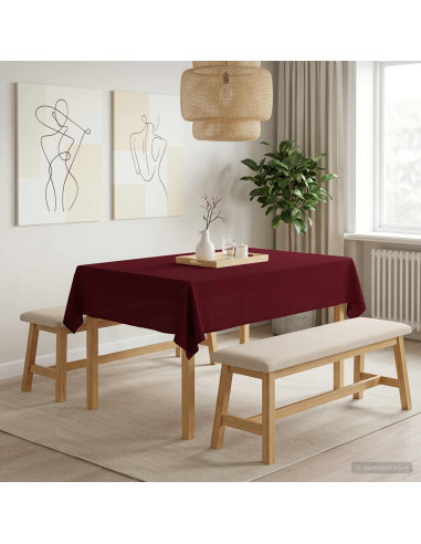 Tovaglia da Tavolo Rosso Vino 140 x 180 cm Poliestere