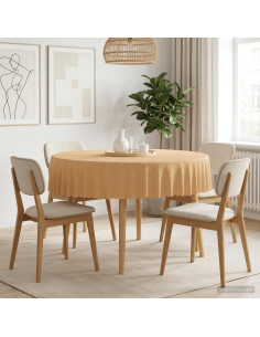 Tovaglia da Tavolo Rotondo Beige Ø 140 cm