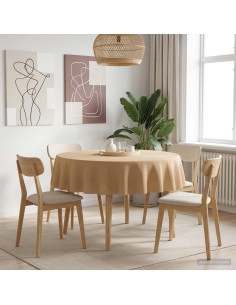 Tovaglia da Tavolo Rotondo Beige Ø 180 cm Poliestere
