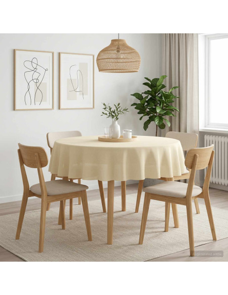 Tovaglia da Tavolo Rotondo Bianco Crema Ø 140 cm