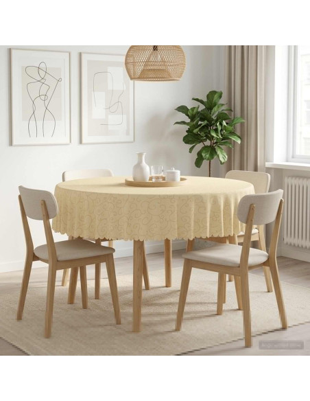 Tovaglia da Tavolo Rotondo Bianco Crema Ø 140 cm