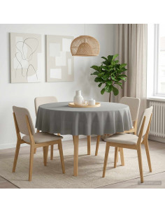 Tovaglia da Tavolo Rotondo Grigio Chiaro Ø 180 cm Poliestere
