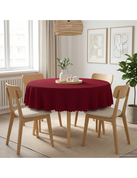 Tovaglia da Tavolo Rotondo Rosso Vino Ø 140 cm
