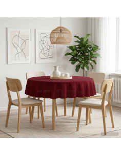 Tovaglia da Tavolo Rotondo Rosso Vino Ø 160 cm Poliestere