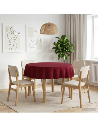 Tovaglia da Tavolo Rotondo Rosso Vino Ø 180 cm