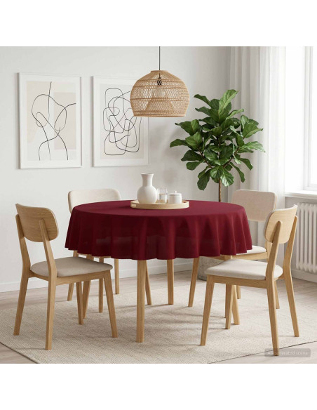 Tovaglia da Tavolo Rotondo Rosso Vino Ø 180 cm Poliestere