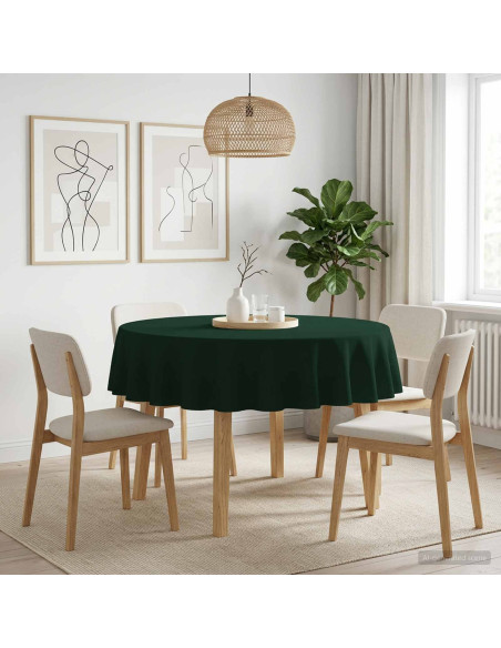 Tovaglia da Tavolo Rotondo Verde Scuro Ø 140 cm Poliestere