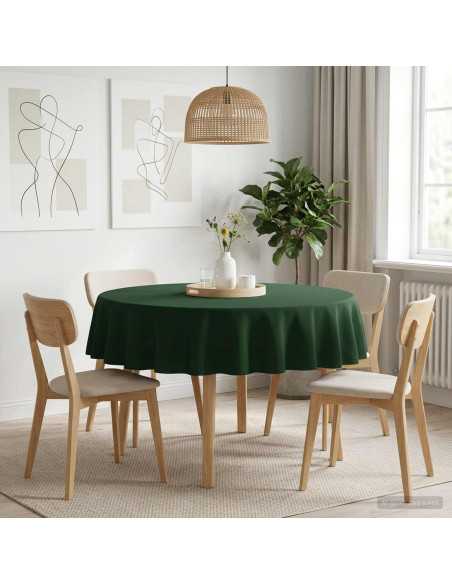 Tovaglia da Tavolo Rotondo Verde Scuro Ø 160 cm