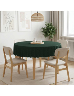 Tovaglia da Tavolo Rotondo Verde Scuro Ø 180 cm