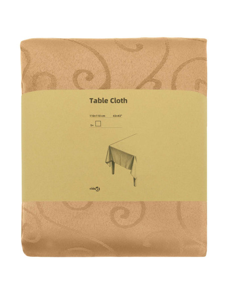 Tovaglia da Tavolo 5 pz Quadrato Beige 110 x 110 cm