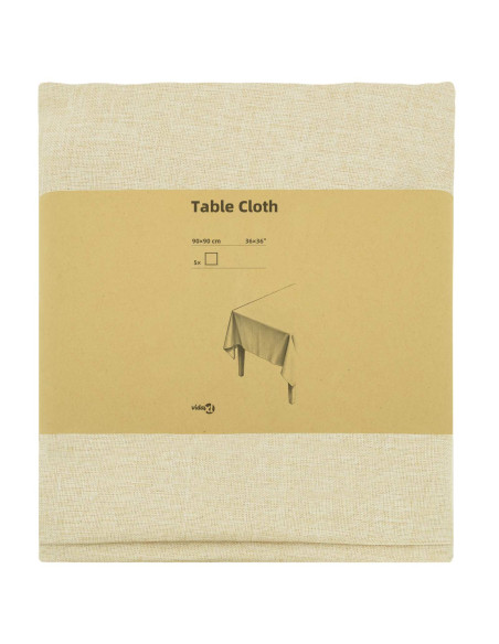 Tovaglia da Tavolo 5 pz Quadrato Bianco Crema 90 x 90 cm