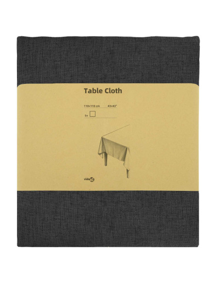 Tovaglia da Tavolo 5 pz Quadrato Grigio Scuro 110 x 110 cm