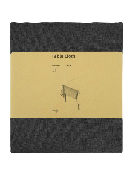 Tovaglia da Tavolo 5 pz Quadrato Grigio Scuro 90 x 90 cm
