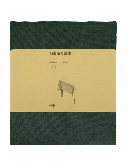 Tovaglia da Tavolo 5 pz Quadrato Verde Scuro 90 x 90 cm
