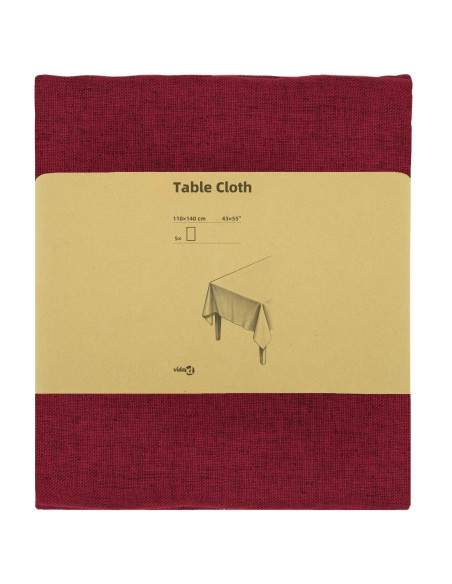 Tovaglia da Tavolo 5 pz Rettangolare Rosso Vino 110 x 140 cm