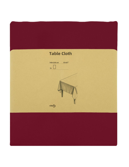 Tovaglia da Tavolo 5 pz Rosso Vino 140 x 220 cm Poliestere