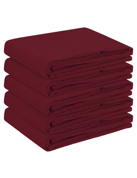 Tovaglia da Tavolo 5 pz Rosso Vino 160 x 220 cm Poliestere
