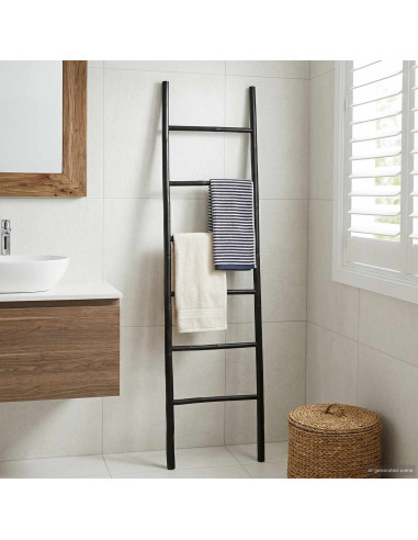 Scala per Coperte Nero 50 x 190 cm Bambù
