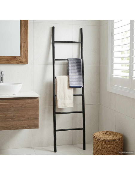 Scala per Coperte Nero 50 x 190 cm Bambù