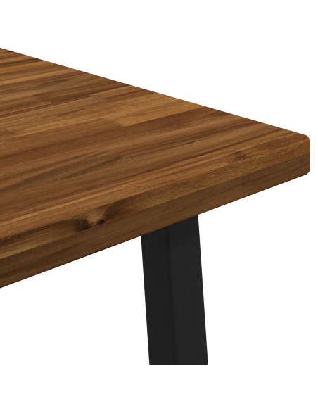 80 x 80 x 75 cm Legno di Acacia Massello Naturale e Nero