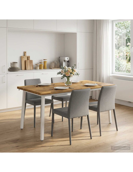 Tavolo da pranzo con bordo vivo 160 x 90 x 75 cm Bianco