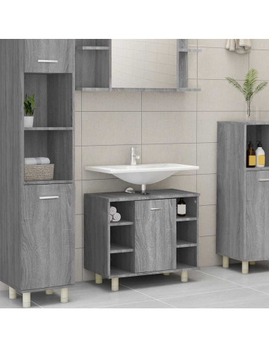 Armadietto Bagno Grigio Sonoma 60x32x53,5 cm Legno Multistrato