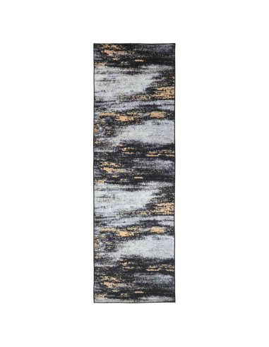 Runner Tappeto LESAKA Nero e Oro 100 x 200 cm Velluto diamante