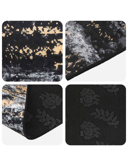 Runner Tappeto LESAKA Nero e Oro 100 x 200 cm Velluto diamante