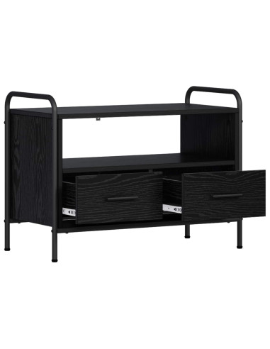 Mobile TV 67,5 x 33 x 50 cm Rovere Nero Legno ingegnerizzato