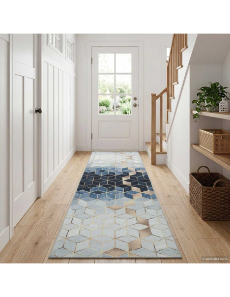 Runner Tappeto LESAKA Argento 80 x 150 cm Velluto diamante