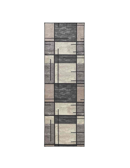 Runner Tappeto LESAKA Marrone 100 x 450 cm Velluto diamante